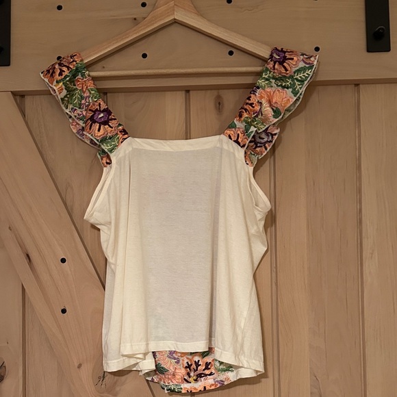 Anthropologie Tiny Marin Floral Ruffle Strap Blouse - Cream and Multicolor - Picture 4 of 11